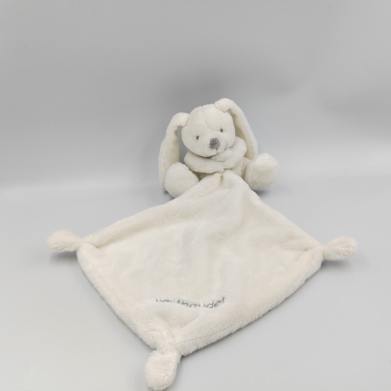 Doudou lapin blanc mouchoir VERTBAUDET