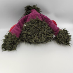 Doudou chien noir violet bordeaux poils longs MOULIN ROTY