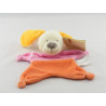 Doudou plat  lapin rose orange Nicotoy 