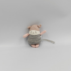 Mini doudou chat gris rose Les Petits Dodos MOULIN ROTY