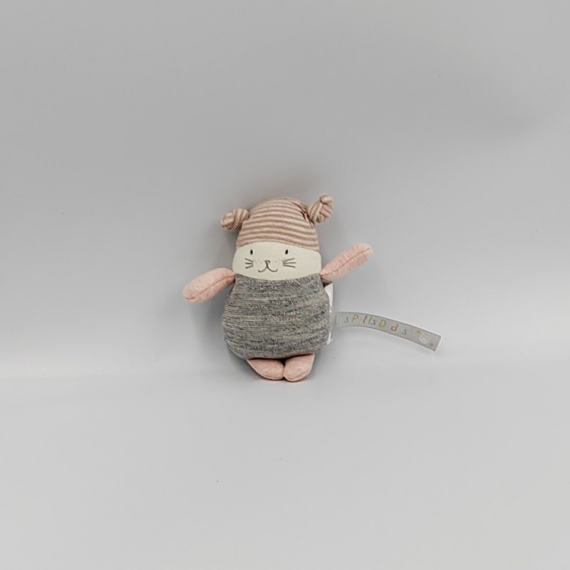 Mini doudou chat gris rose Les Petits Dodos MOULIN ROTY