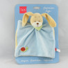 Doudou plat chien lapin bleu ciel escargot brodé TEX