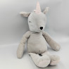 Doudou peluche licorne grise rose ALE HOP