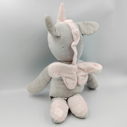 Doudou peluche licorne grise rose ALE HOP