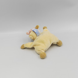 Doudou semi plat vache jaune attache tétine PREMAMAN