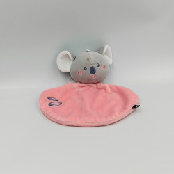 Doudou plat koala gris rose feuilles SUCRE D'ORGE
