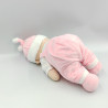 Doudou peluche bébé poupée salopette rose SANDY