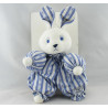 Doudou lapin blanc rayé bleu TARTINE ET CHOCOLAT