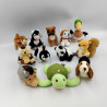 Lot de mini peluches TRUDI canard chien vache tortue etc