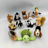 Lot de mini peluches TRUDI canard chien vache tortue etc