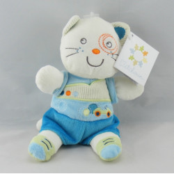 Doudou chat bleu vert voiture NICOTOY KIABI