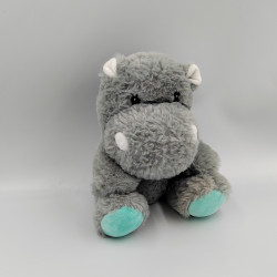 Doudou peluche hippopotame gris bleu FRANCOISE SAGET