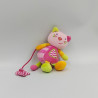 Mini doudou chat rose vert BABYSUN