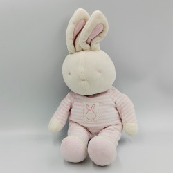 Doudou Lapin blanc rose rayé KLORANE