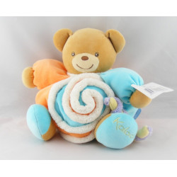 Doudou ours patapouf orange jaune anniversaire confettis Kaloo