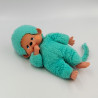 Ancienne Peluche Singe Kiki bleu vert AJENA