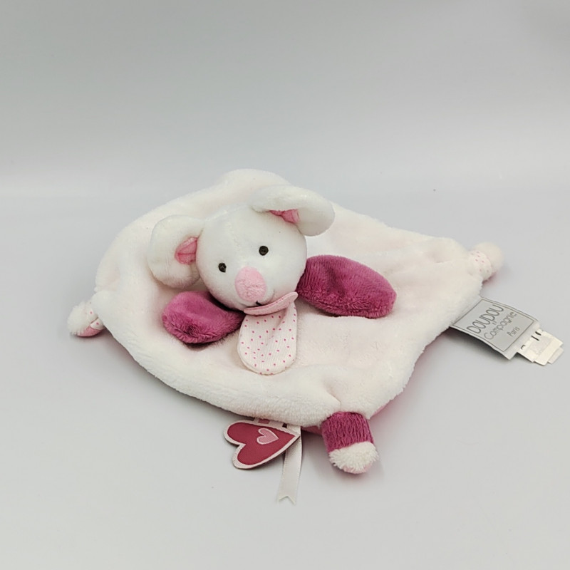 Doudou et compagnie plat souris blanc rose MELI MELO