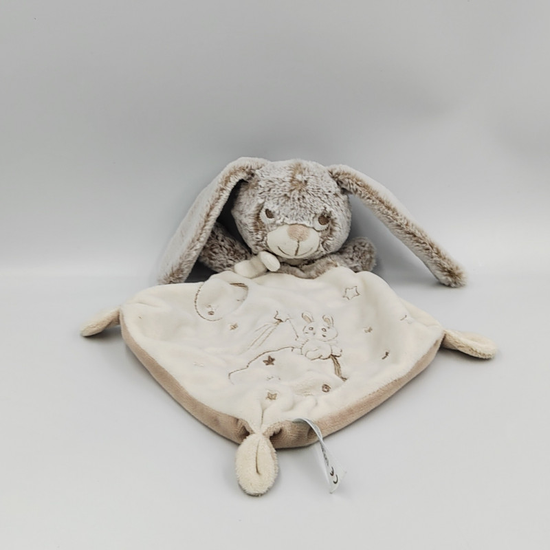 Doudou plat lapin beige blanc nuage étoiles SIMBA TOYS NICOTOY