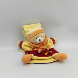 Doudou et compagnie marionnette ours rouge jaune orange noisette gland