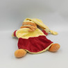 Doudou et compagnie marionnette ours rouge jaune orange noisette gland