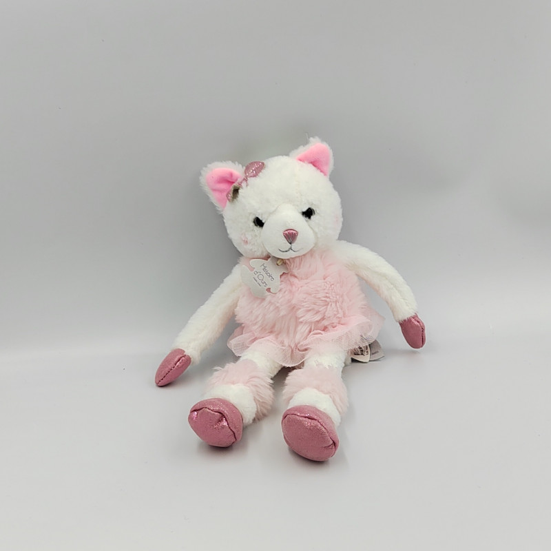 Doudou chat rose blanc Misty Petits Twist HISTOIRE D'OURS