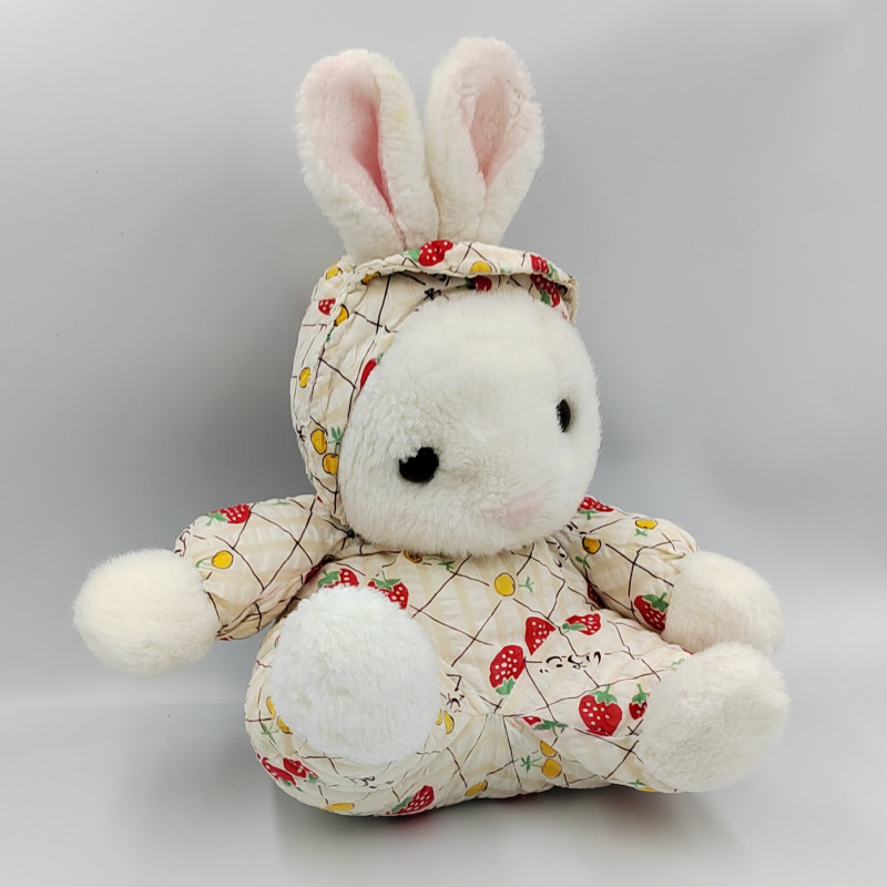 peluche lapin rose et blanc
