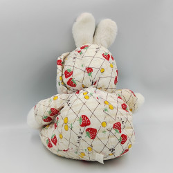 Ancienne peluche lapin blanc beige fraises GL