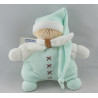 Doudou semi plat lutin blanc bonnet bleu NOUNOURS