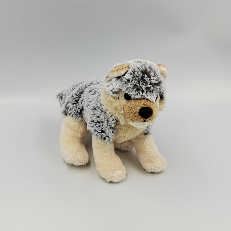 Peluche chien Husky gris blanc beige DANI
