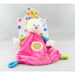 Doudou plat lapin rose vert bleu BABYSUN