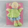 Doudou poupée fille robe rose nattes NOUNOURS NEUF