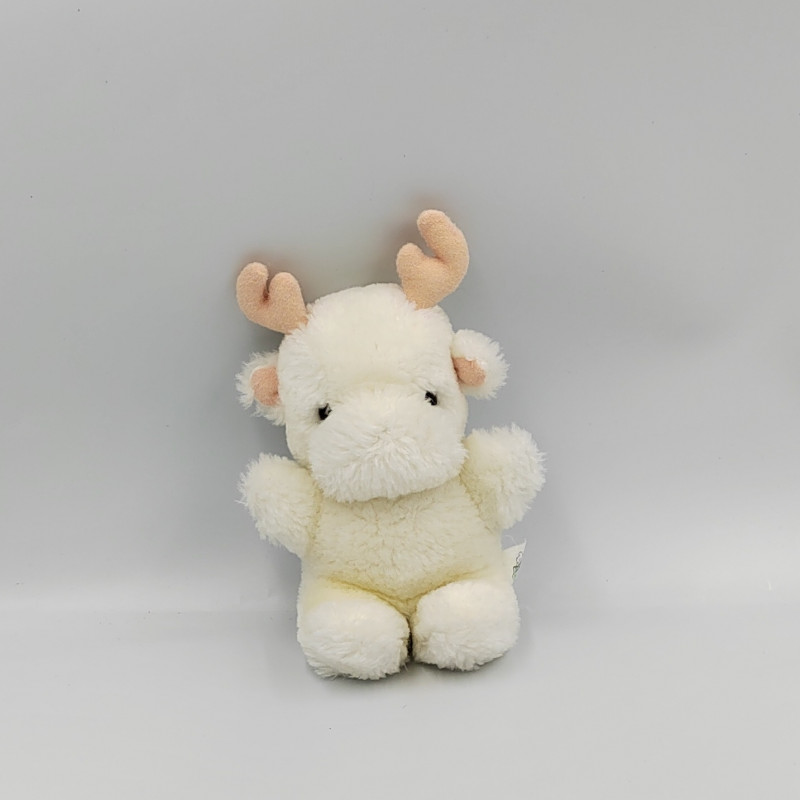 Doudou peluche vache blanche JEMINI