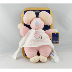 Doudou souris rose robe blanche fleur AJENA