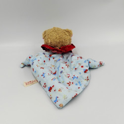 Doudou plat ours marron rouge bleu motifs KATHE KRUSE