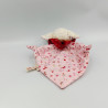 Doudou plat mouton blanc rose rouge motifs KATHE KRUSE