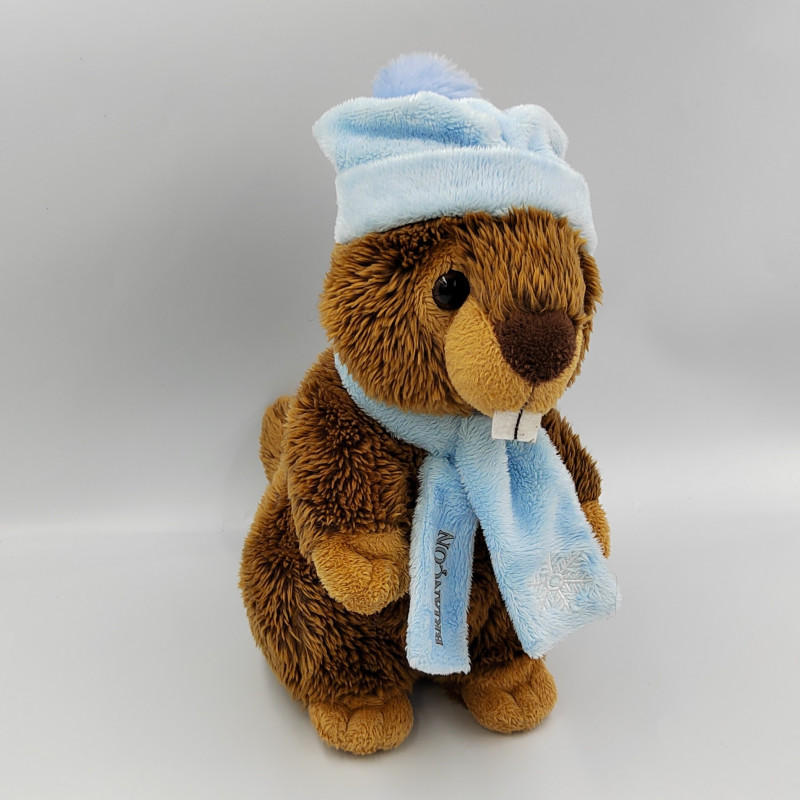 Peluche marmotte foulard bleu LOVY PELUCHES