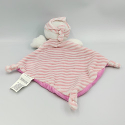 Doudou plat canard poule blanche rouge rose fleur NICOTOY