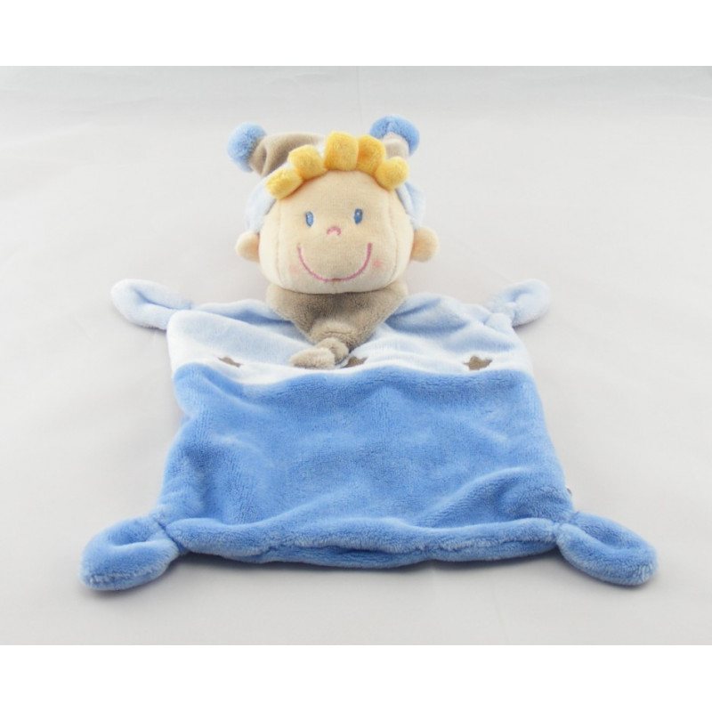 Doudou plat lutin garçon bleu vert NICOTOY