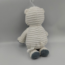 Doudou peluche ours blanc bleu étoile velours I2C KIABI