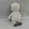 Doudou peluche ours blanc bleu étoile velours I2C KIABI