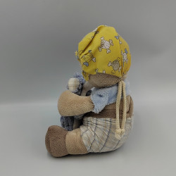 DOUDOU MUSICAL POUPÉE GARÇON PIRATE JOE BEIGE JAUNE BLEU