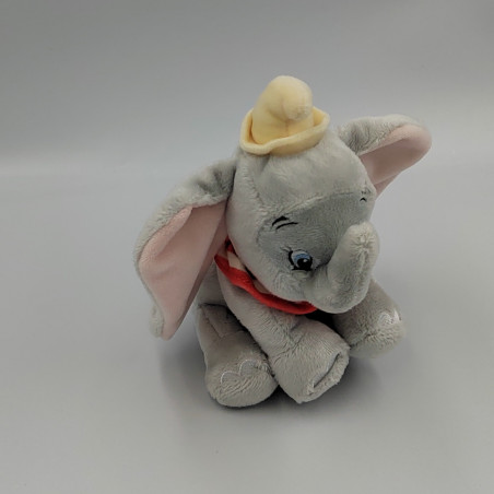 Petit Doudou peluche Dumbo l'éléphant gris col rouge DISNEY NICOTOY