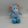 Doudou éléphant bleu vert orange BAMBIA