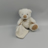 Doudou ours blanc beige mouchoir HISTOIRE D'OURS