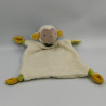 Doudou plat mouton blanc gris jaune vert BABY CLUB