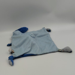 DOUDOU PLAT LAPIN BLEU GRIS BULLES