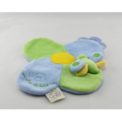 Doudou plat papillon sur fleur bleu UN REVE DE BEBE LUTOUDOUS