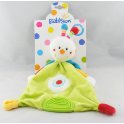 Doudou plat souris orange multicolore dentition BABYSUN NEUF