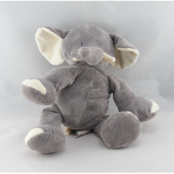 Doudou plat marionnette éléphant beige rouge BENGY NEUF