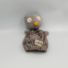 Doudou marionnette chouette hibou gris La Grande Famille MOULIN ROTY
